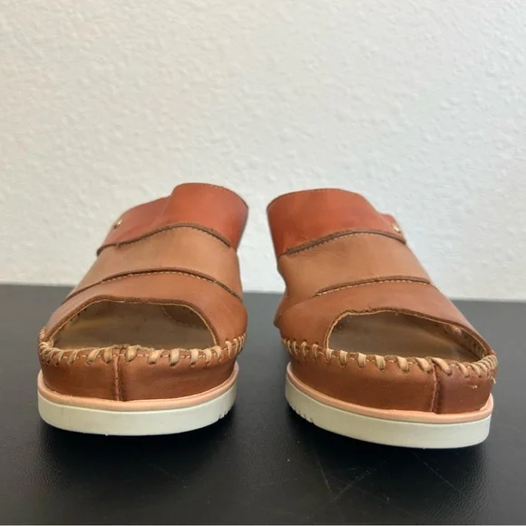 PIKOLINOS Size 7.5-8 Aguadulce Wedge Leather Sandals LIGHTWEIGHT WHIPSTITCH - Picture 2 of 8
